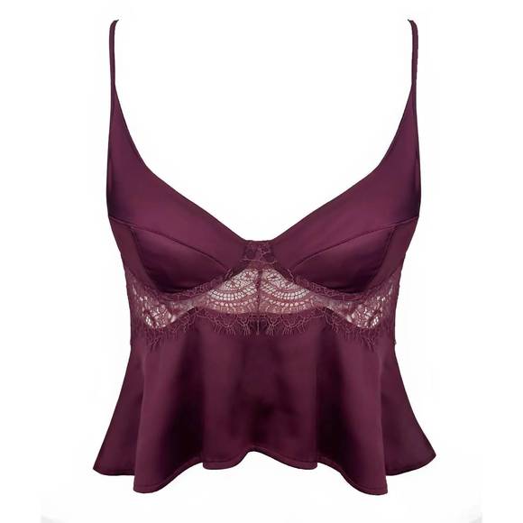 NEW MONIQUE MORIN moonstruck cami top in maroon - Picture 4 of 4